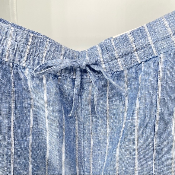 Lands End Womens NEW Linen Cropped Pants Size 18 Wide Leg Pull On Striped - Picture 5 of 12
